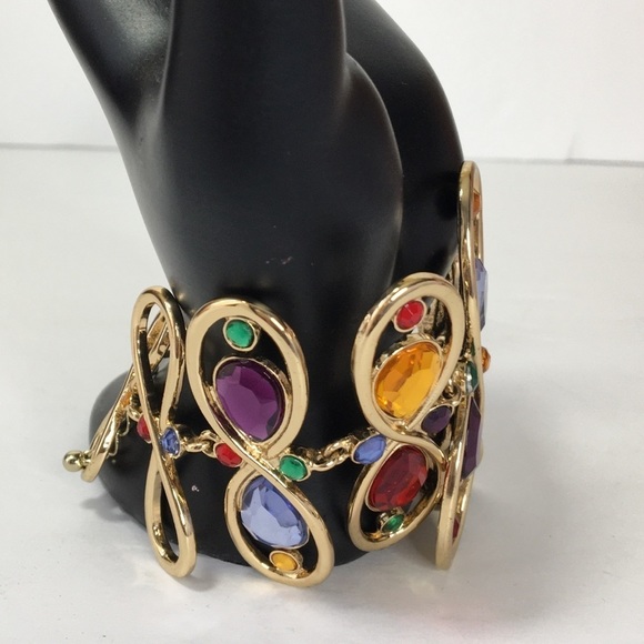 Gold Bracelet and earrings Set with multi colors - Picture 10 of 15